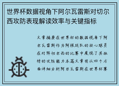 世界杯数据视角下阿尔瓦雷斯对切尔西攻防表现解读效率与关键指标 世界杯数据视角下阿尔瓦雷斯对切尔西攻防表现解读效率与关键指标